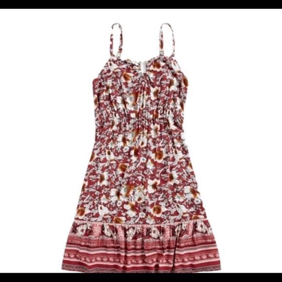 Maurices Womens Red Floral Hardware MIDI Dress XL Vacay Resort Cruise - Picture 1 of 8